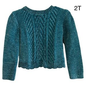 Comfortable Teal Cable Soft Velour Sweater Size 2T